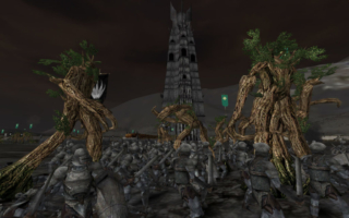 Ents attacking Isengard